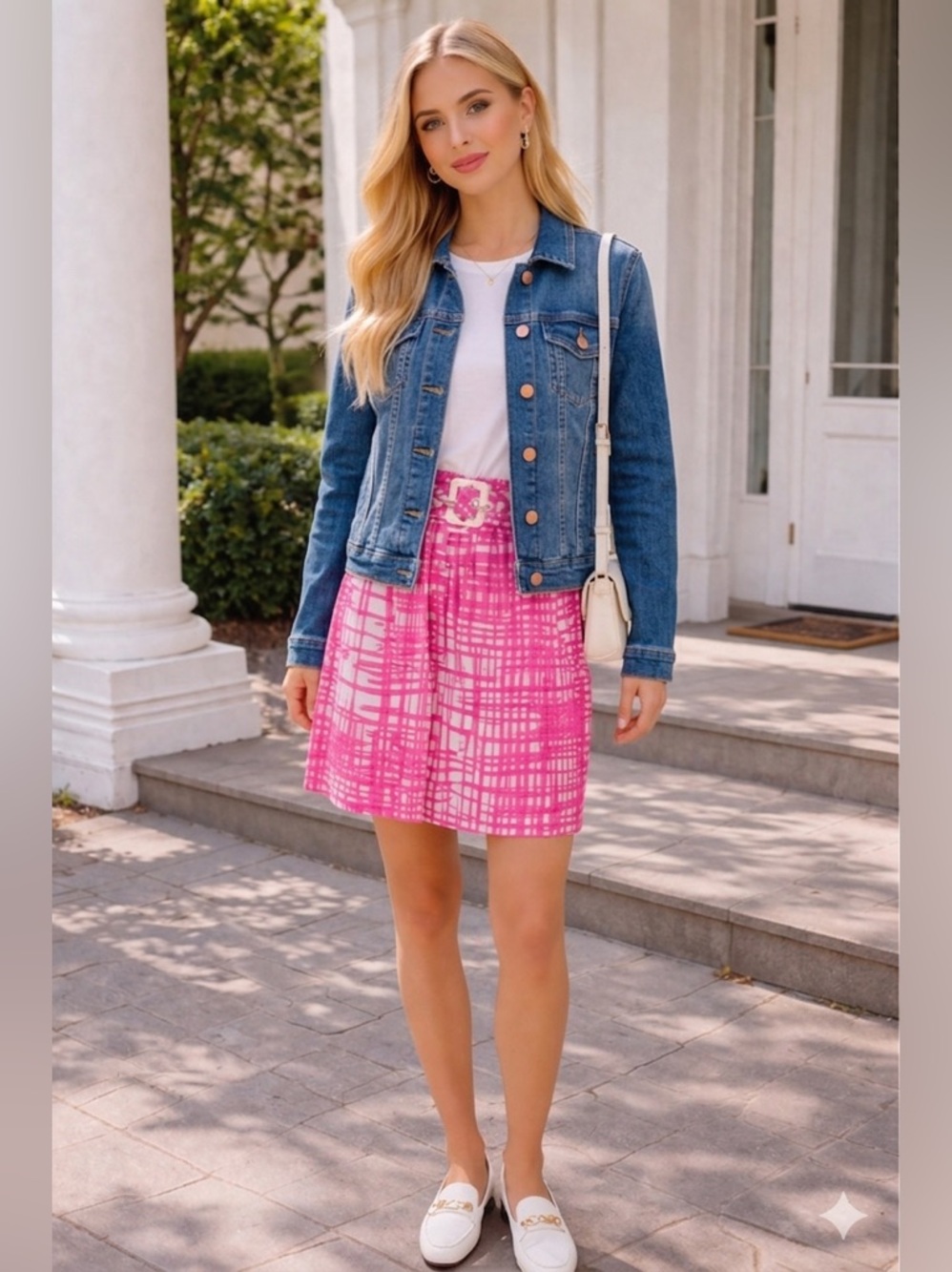 Palm Beach Trina Turk Pink White Abstract Skirt 6 Resort